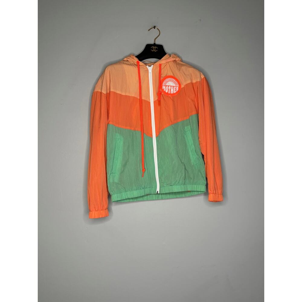 Mother Denim The Triple Shade Orange & Green Zip-Up Hooded Jacket, Size XS NWT
